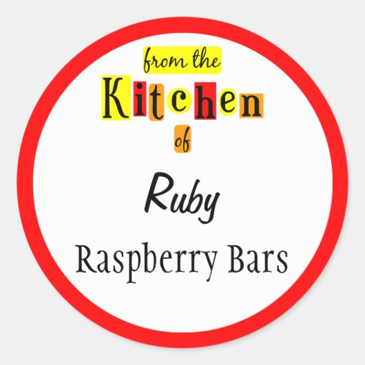 Vanuit de keuken van Retro Rode Bewerkbare Sticker (Voorkant)