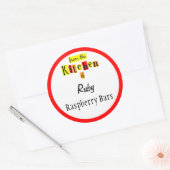 Vanuit de keuken van Retro Rode Bewerkbare Sticker (Envelop)