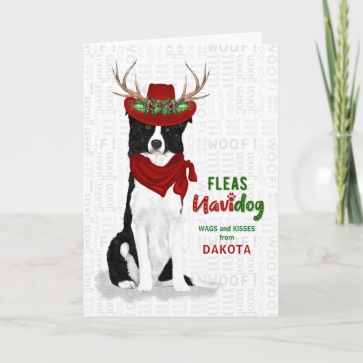 vanuit de Westerne Dog Border Collie Kerstmis Feestdagen Kaart (Voorkant)