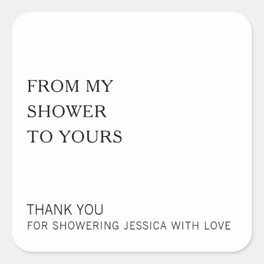 Vanuit mijn bruiloftdouche voor jou, een modern hu vierkante sticker (Voorkant)