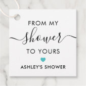 Vanuit mijn douche naar de jouwe, Bruidsshowers Tu Bedankjes Labels (Voorkant)