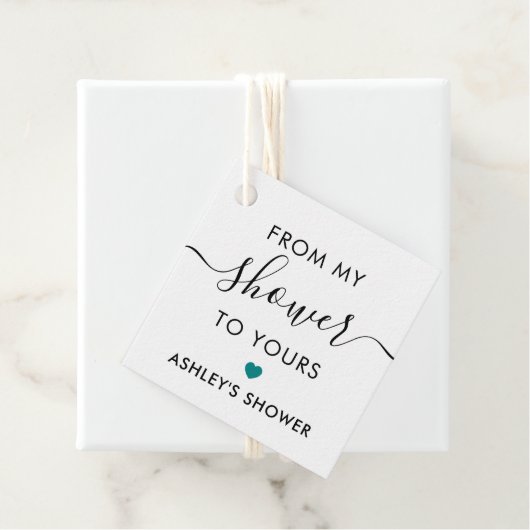 Vanuit mijn douche naar de jouwe, Teal Bruidsdouch Bedankjes Labels (In situ)