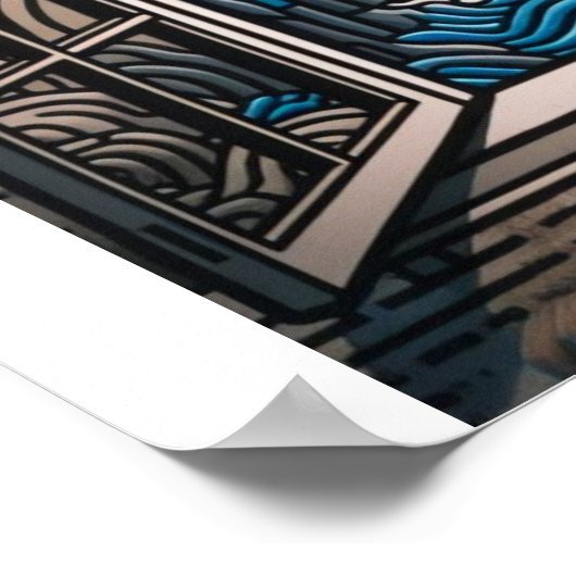 Vanuit mijn raam: Zonsondergang en klif 2 Poster (Hoek)