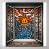 Vanuit mijn raam: Zonsondergang en klif 2 Poster (Voorkant)