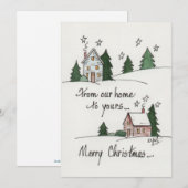 "Vanuit ons huis" Vintage startpunten Waterverf Feestdagenkaart (Voorkant / Achterkant)