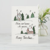 "Vanuit ons huis" Vintage startpunten Waterverf Feestdagenkaart (Staand voorkant)