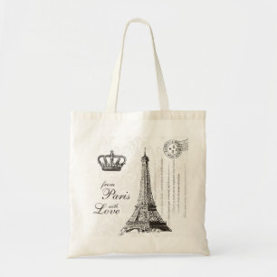 Vanuit Parijs met Love Vintage Travel Eiffel Tower Tote Bag