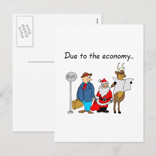 Vanwege de economie Santa Feestdagenkaart (Voorkant / Achterkant)