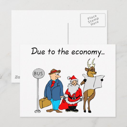 Vanwege de economie Santa Feestdagenkaart (Voorkant / Achterkant)