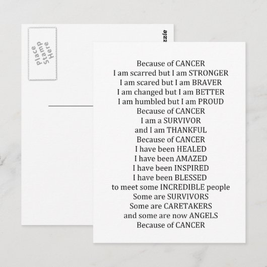 Vanwege kanker briefkaart (Voorkant / Achterkant)