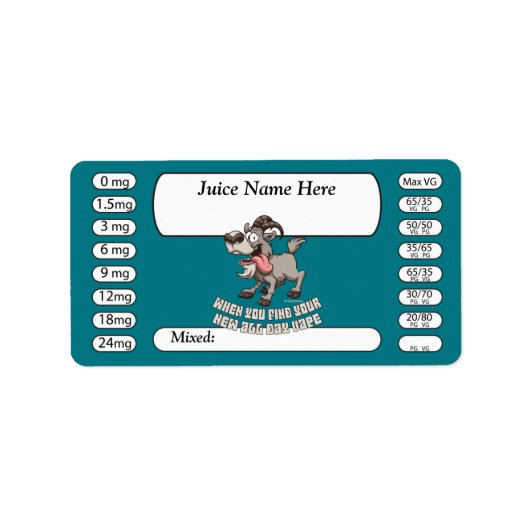 Vape | DIY E-Juice Label ALL DAY VAPE by VapeGoat (Voorkant)