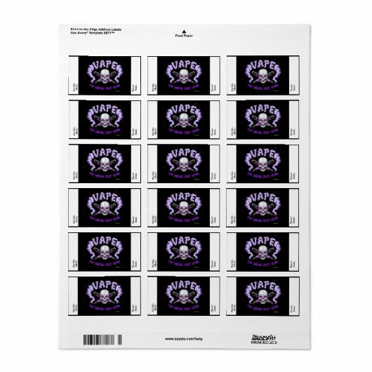 Vape | DIY E-Juice Label Paars Skull/VapeGoat (Full Sheet)