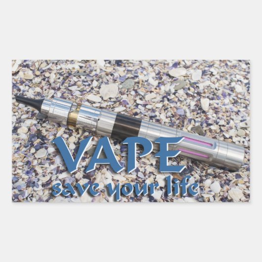 Vape en sla je leven op rechthoekige sticker (Voorkant)