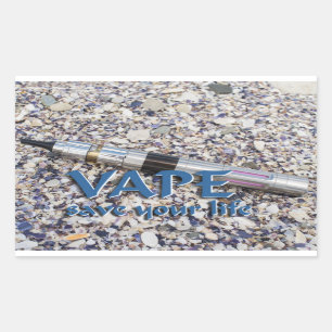 Vape en sla je leven op rechthoekige sticker