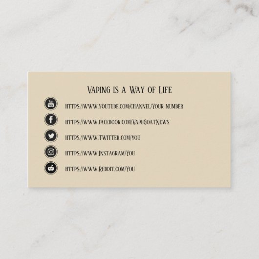 VAPE | Fijne Vaping Business met sociale media Visitekaartje (Achterkant)