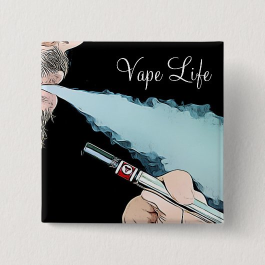 Vape Life Dampen Rook Knop Vierkante Button 5,1 Cm (Voorkant)