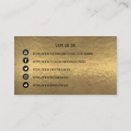 VAPE | Maatschappelijke media voor Vape Bro Bronze Visitekaartje (Achterkant)