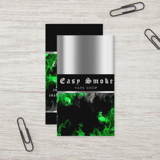 Vape Shop Kleurrijk Groen Rook Visitekaartje (Voorkant / Achterkant in situ)