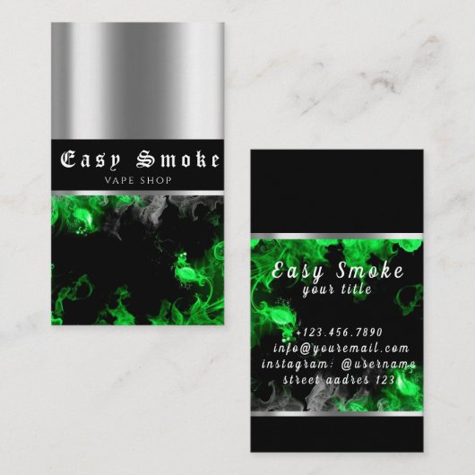 Vape Shop Kleurrijk Groen Rook Visitekaartje (Voorkant / Achterkant)