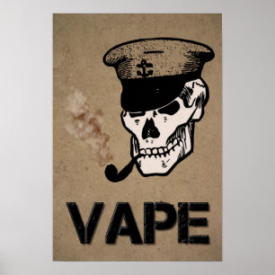Vape Skull Smoke Grunge Poster