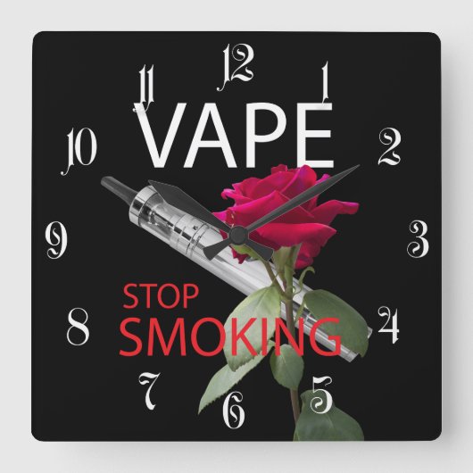 Vape. Stop met roken Vierkante Klok (Voorkant)