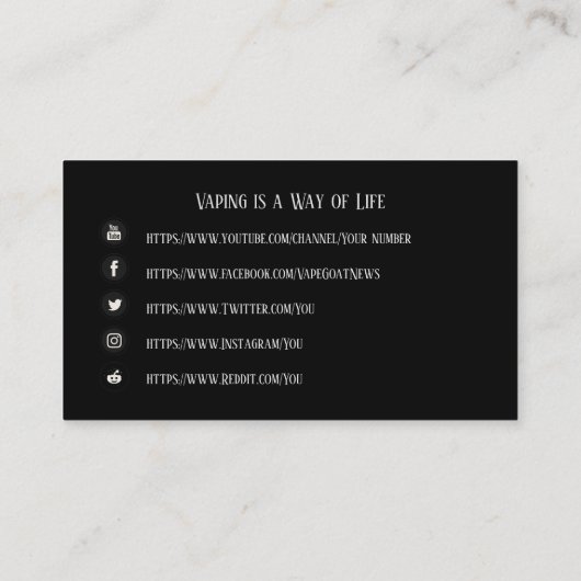 VAPE | VAPE Cloud Business met sociale media Visitekaartje (Achterkant)