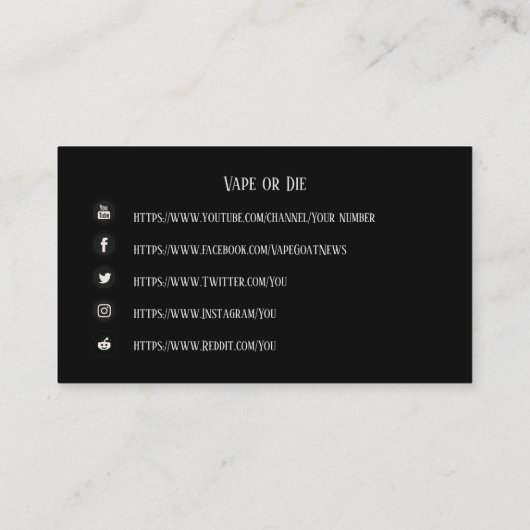 VAPE | Vape Skull Business met sociale media Visitekaartje (Achterkant)
