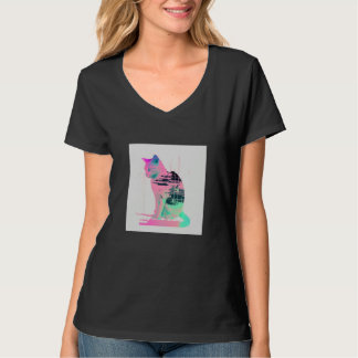 Vaperwave Aesthetic Glitch Cat Retrowave Synthwave T-shirt