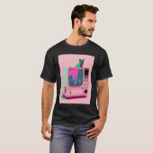 Vaperwave Aesthetic Glitch Cat Retrowave Synthwave T-shirt (Voorkant volledig)
