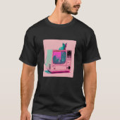Vaperwave Aesthetic Glitch Cat Retrowave Synthwave T-shirt (Voorkant)