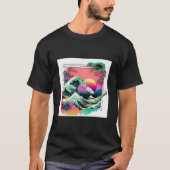 Vaperwave Aesthetic Glitch Great Wave Wave Synthwa T-shirt (Voorkant)