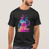 Vaperwave Aesthetic Glitch Palm Retrowave Synthwav T-shirt (Voorkant)