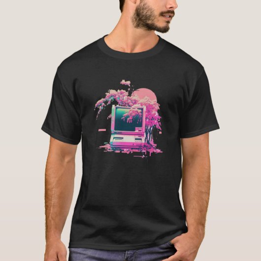 Vaperwave Aesthetic Glitch Retrowave Synthwave 14 T-shirt (Voorkant)