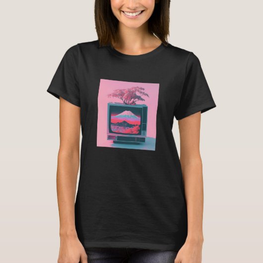 Vaperwave Aesthetic Glitch Retrowave Synthwave  4 T-shirt (Voorkant)