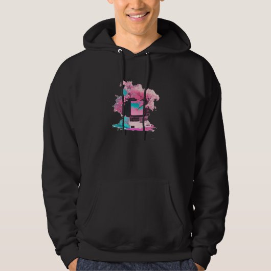 Vaperwave Aesthetic Glitch Retrowave Synthwave  5 Hoodie (Voorkant)