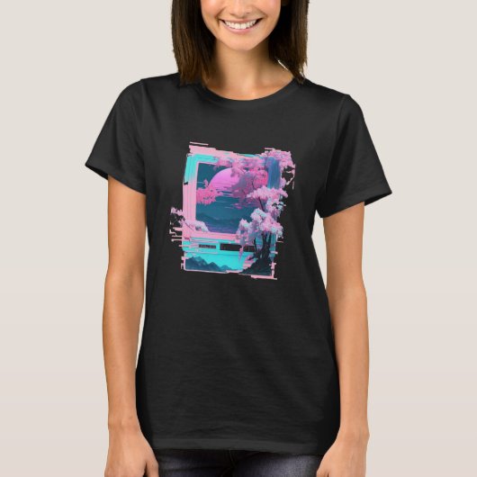 Vaperwave Aesthetic Glitch Retrowave Synthwave  7 T-shirt (Voorkant)