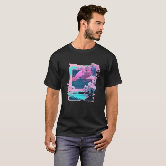 Vaperwave Aesthetic Glitch Retrowave Synthwave 7 T-shirt (Voorkant volledig)