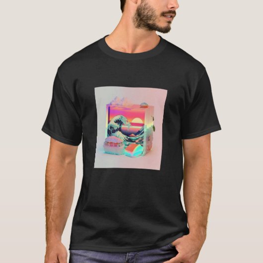 Vaperwave Aesthetic Glitch Sushi Retrowave Synthwa T-shirt (Voorkant)