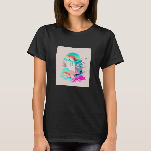 Vaperwave Aesthetic Glitch Sushi Retrowave Synthwa T-shirt (Voorkant)