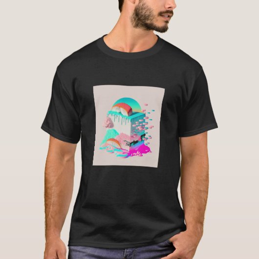 Vaperwave Aesthetic Glitch Sushi Retrowave Synthwa T-shirt (Voorkant)