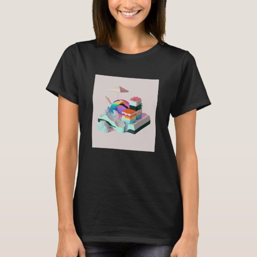 Vaperwave Aesthetic Glitch Sushi Retrowave Synthwa T-shirt (Voorkant)