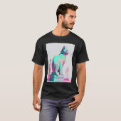 Vaperwave Esthetiek Glitch Kat Retrowave Synthwave T-shirt (Voorkant volledig)