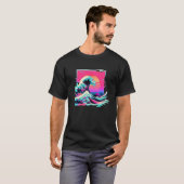 Vaperwave esthetisch glitch Great Wave Retrowave S T-shirt (Voorkant volledig)