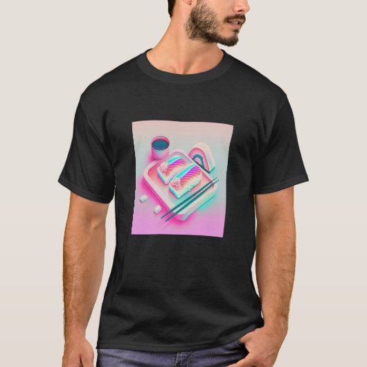 Vaperwave esthetisch glitch Sushi Retrowave Synthw T-shirt (Voorkant)