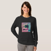 Vaperwave Esthetische Glitch Kat Retrowave Synthwa T-shirt (Voorkant volledig)