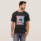 Vaperwave Esthetische Glitch Kat Retrowave Synthwa T-shirt (Voorkant volledig)