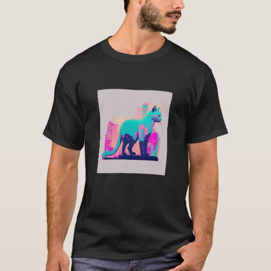 Vaperwave esthetische storing kat retrowave synthw t-shirt (Voorkant)