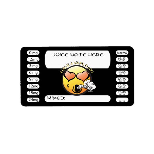 Vaping | DIY E-Juice Label Vape Smilie door VapeGo (Voorkant)