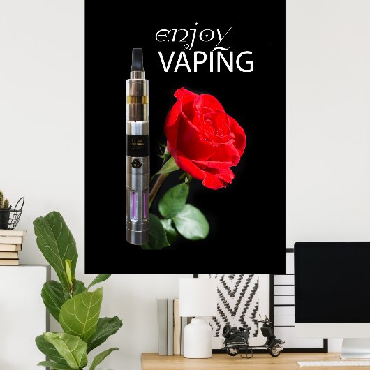Vapings- en roos-bloem poster (Thuiskantoor)