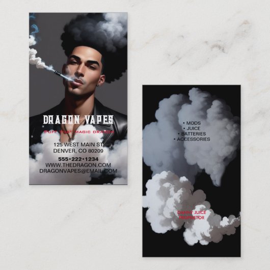 Vapor Vape Plume of Smoke Black & White Business Visitekaartje (Voorkant / Achterkant)